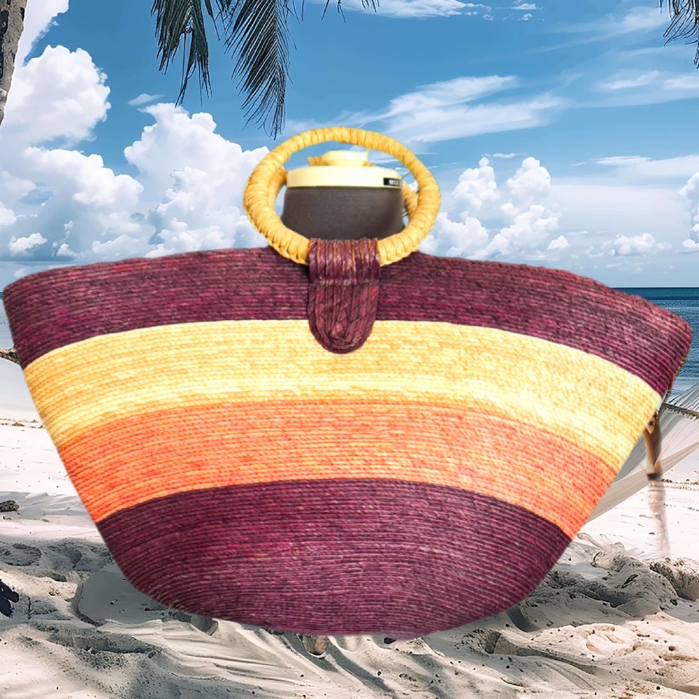 Multicolor Woven Straw Tote Bag
